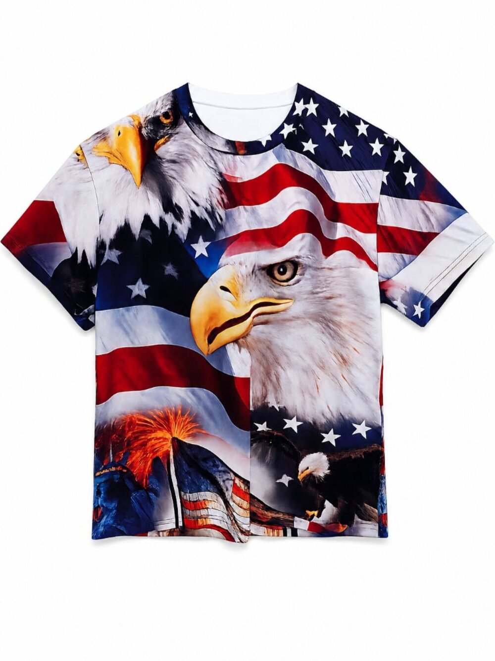Patriotic Bald Eagle American Flag All Over Print Shirt XL Good for Father's day